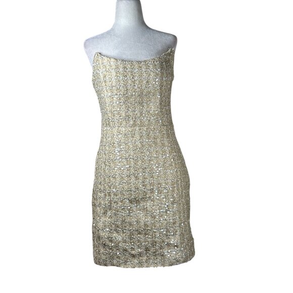 Line & Dot Pearl Sequin Dress in Ivory X-Large New Womens Strapless Mini - Picture 6 of 13